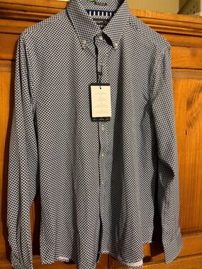 Denim & Flower Navy and White Geo-Print Button-Down Shirt